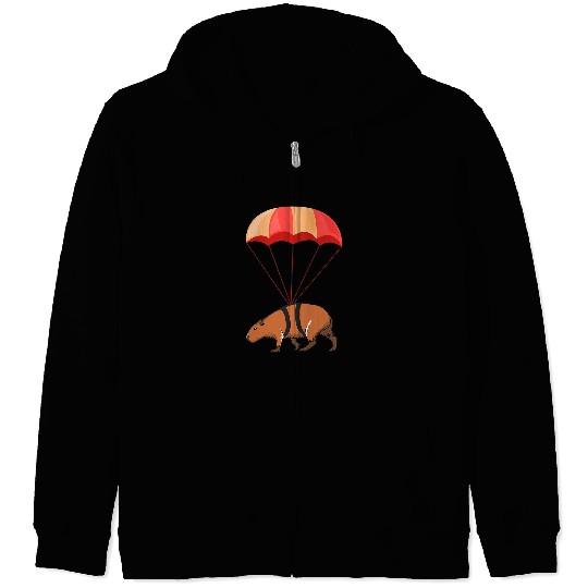 capybaras Mammal Skydiving Gift Parachuting capybaras for capybaras Lovers Zip Hoodies