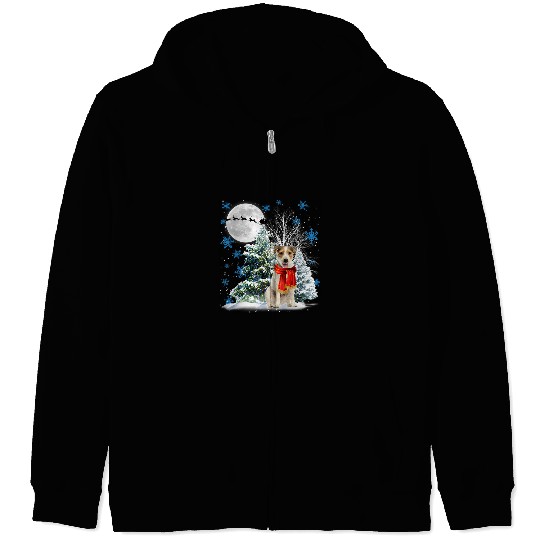 Jack Russell Pet Parson Russell Terrier Under Moonlight Snow Christmas Pajama 75 Zip Hoodies