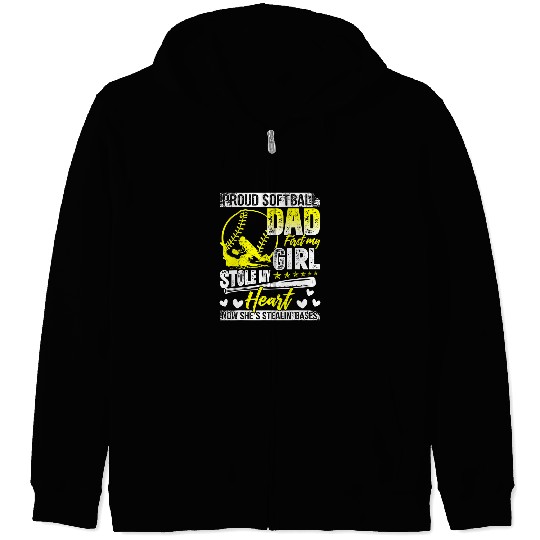 Softball Gift Mens Proud Dad Funny Dad From Daughter Fathers Day 64 Zip Hoodies