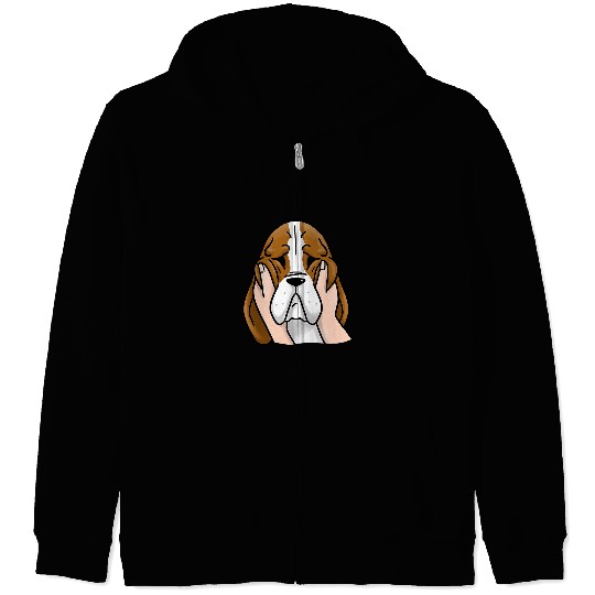 Basset Hound Pet Chubby Cheek Zip Hoodies