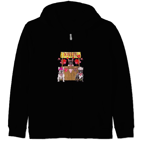 French Bulldog Pet Women French Bulldog Kissing Booth Valentines Day Zip Hoodies