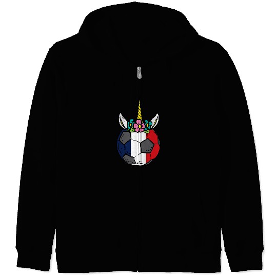 Sport Soccer France Flag French Soccer Fan Girls Kids Toddlers Zip Hoodies