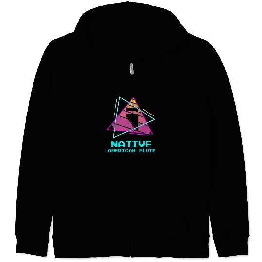 Funny Flute Retro Vintage Classic Native American Flute Flutist 3 Zip Hoodies