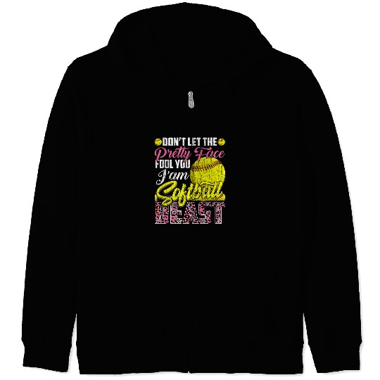 Sport Softball Dont Let The Pretty Face Fool You Im A Softball Beast Girl Zip Hoodies
