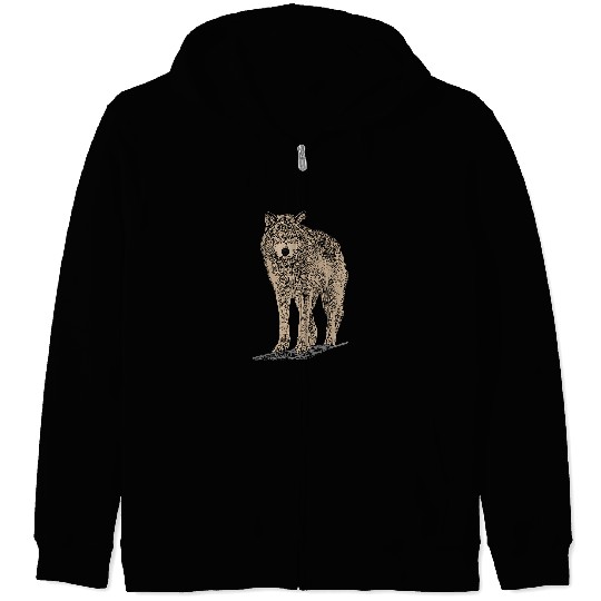 Coyote Mammal art print big cool imprint animal face motif whit moon 1 Zip Hoodies