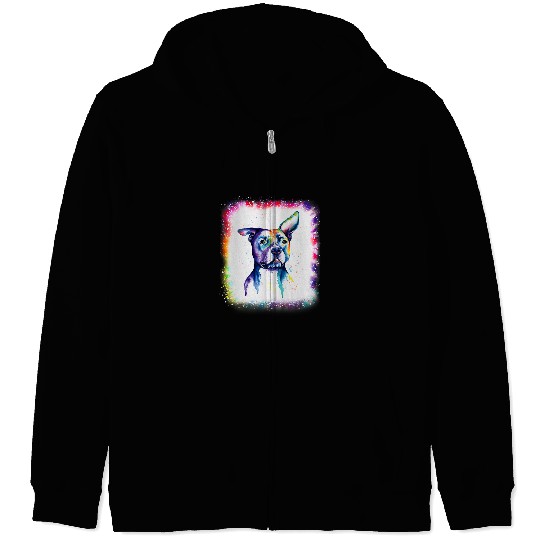 Pitbull Pet Terrier Dog Dad Mom Boy Girl Tie Dye Bleached 32 Zip Hoodies