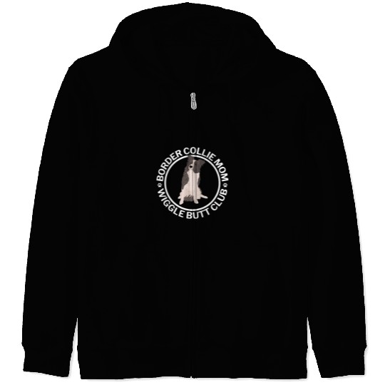 Border Collie Pet White Blue Merle Border Collie Mom Wiggle Butt Club Zip Hoodies