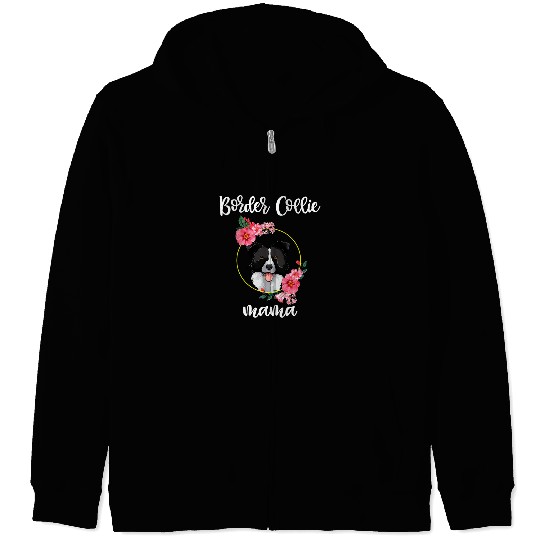 Border Collie Pet Mama Floral Women Mothers Day Dog Mom Zip Hoodies