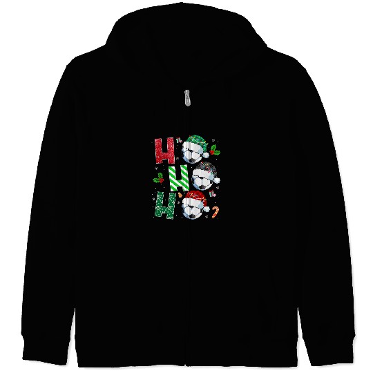 Sport Soccer Funny Christmas Soccer Player Ho Ho Ho Sports Fan Santa Zip Hoodies