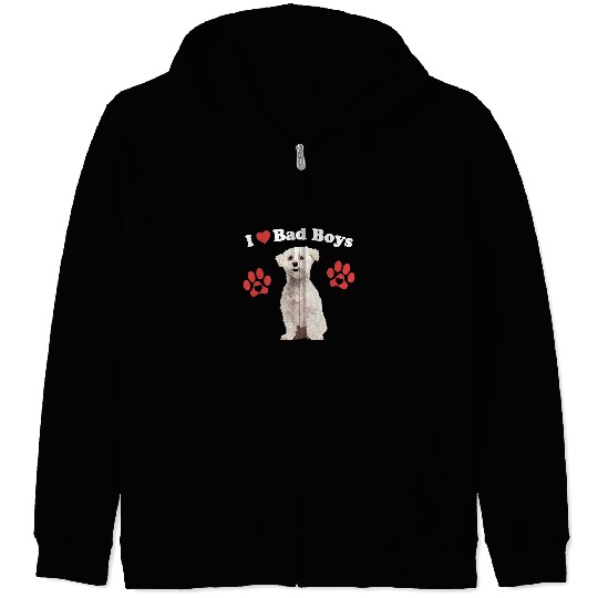 Bichon Pet Frise I LOVE BAD BOYS Funny Male Bichon Frise Puppy Dog Mom Joke Zip Hoodies
