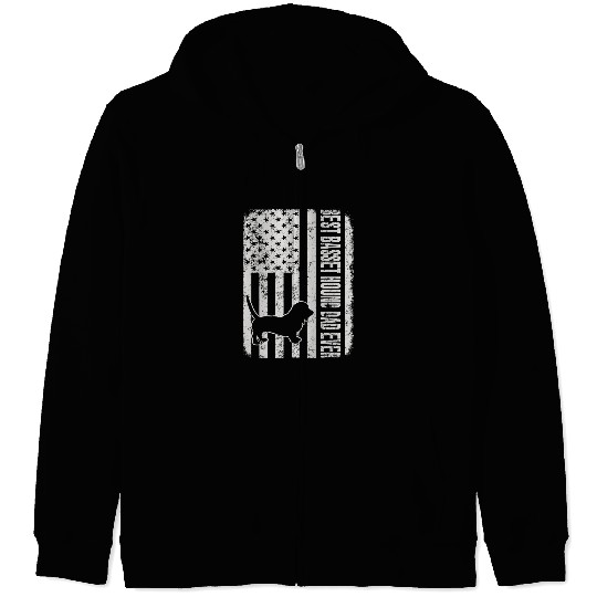 Basset Hound Pet bests Basset Hound Dad Ever American Flag Zip Hoodies