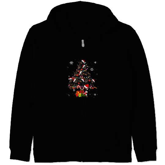 Doberman Pet Pinscher Dogs Tree Christmas Sweater xmass Pet Dog 7 Zip Hoodies