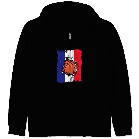 Sport Basketball Ball Team France BBall Team French Flag Zip Hoodies