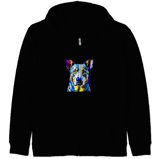 Australian Cattle Pet Dog Pop Art I Dog Lover I Blue Heeler Zip Hoodies