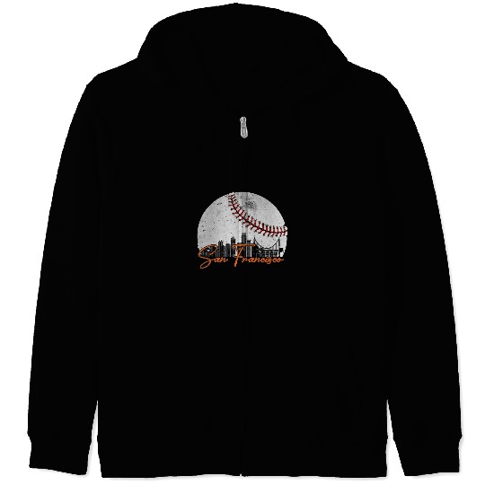 Sport Baseball San Francisco Baseball Skyline Cityscape Retro San Francisco Zip Hoodies