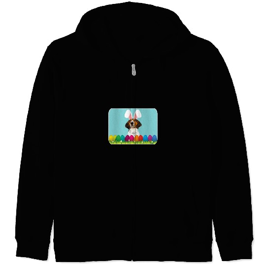 Coonhound Pet Treeing Walker Coonhound w Bunny Ears Zip Hoodies