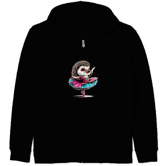 Ballerina European hedgehog Dancing 1 Zip Hoodies