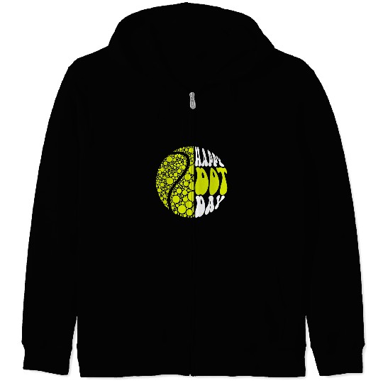 Sport Tennis Retro Groovy Tennis Ball With Polka Dots Happy Dot Day Boy Zip Hoodies