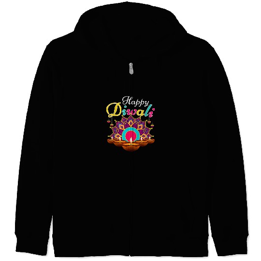 Happy Diwali Funny Festival Costume Lights Matching Family Zip Hoodies