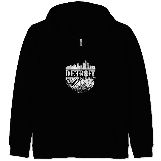 Sport Baseball vintages Detroit Skyline City Baseball Tee Met At Gameday 1 Zip Hoodies