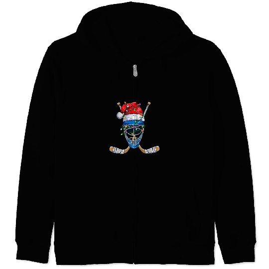 Sport Hockey Santa Sports Design For Men Boys Christmas Hockey Player 161 Zip Hoodies