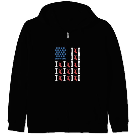 Basset Hound Pet Funny Basset Hound Paws Flag American USA Dog Lover Zip Hoodies
