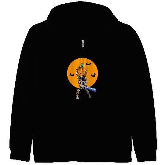 Sport Baseball Skeletons Halloween Men Boys Baseball Halloween 2 Zip Hoodies
