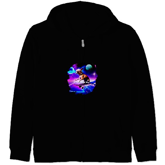 Chihuahua Pet Skateboarding Outer Space Retro Vintage Skater Dog 2 Zip Hoodies