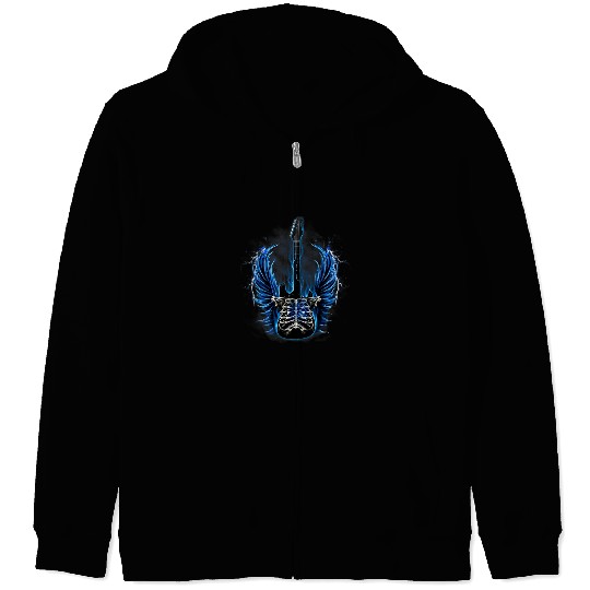 Funny Guitar Rock On Rock Star Skeletons Guitar Rock And Roll Skull Zip Hoodies