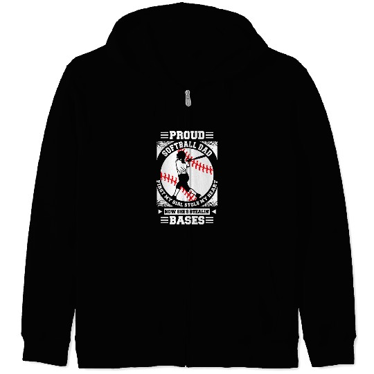 Sport Softball Mens Proud Softball Dad with Daughter Softball Father Zip Hoodies