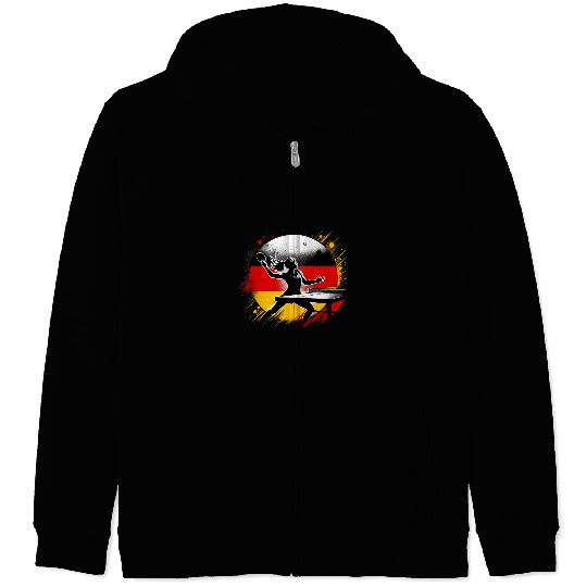Sport Ping Pong Player Germany Flag Zip Hoodies