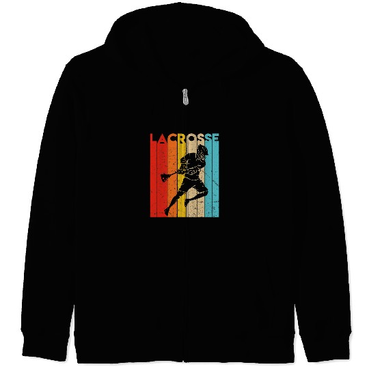 Sport Lacrosse Gift Retro Vintage Lacrosse Player Outfit Men Women Youth Zip Hoodies