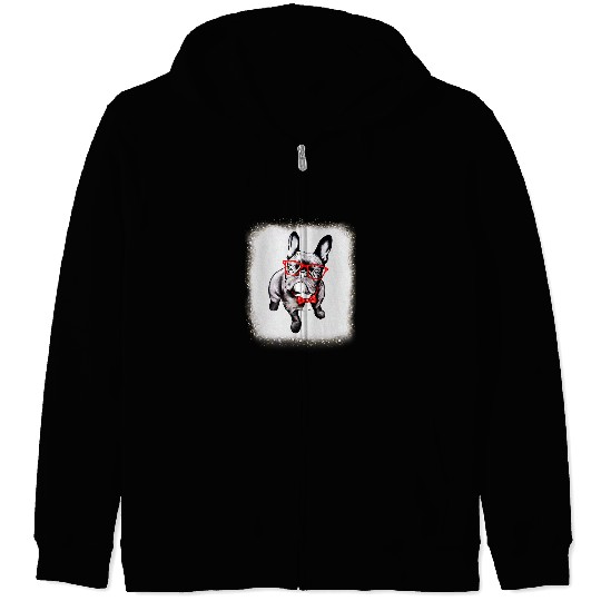 French Bulldog Pet Dad Mom Boy Girl Leopard Bleached 1 0 Zip Hoodies