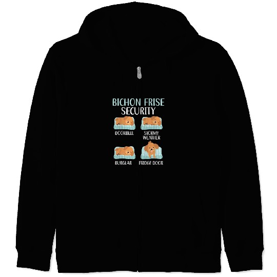 Bichon Pet Frise Security Curly Hair Pup Puppy Lover Zip Hoodies