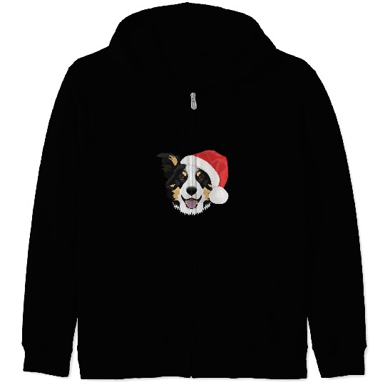 Border Collie Pet Merry Christmas Zip Hoodies