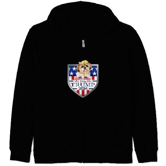 Shih Tzu Pet My Dog For Trump 2024 Zip Hoodies