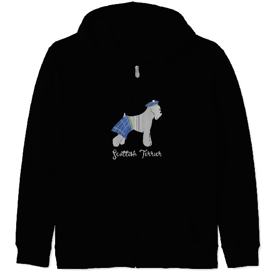 Scottish Terrier Pet Cute Scots Tees Scottish Terrier Tartan Zip Hoodies