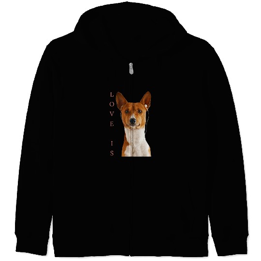 Basenji Pet Dog Basenji Dog Mom Dad Love Puppy Cute Love is Tee Pet 66 Zip Hoodies