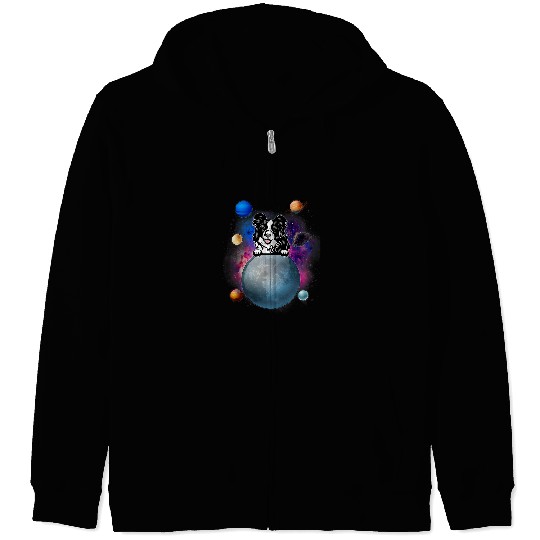 Border Collie Pet On The Moon Galaxy Funny Puppy Spcae Zip Hoodies