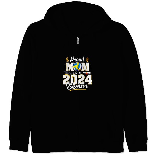 Sport Volleyball Class of 2024 Senior Year Volleyball Mom Senior 2024 Zip Hoodies