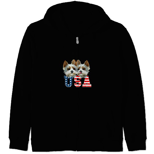 Shih Tzu Pet 4th Of July Shih Tzu Puppy Dogs Fireworks For Animal Lovers 3 Zip Hoodies