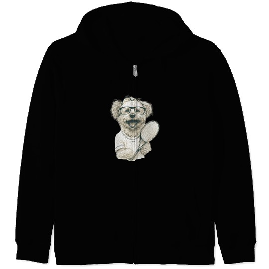 Sport Tennis vintages Retro Dog Playing Tennis Tennis Racquet Puppy Love 3 Zip Hoodies