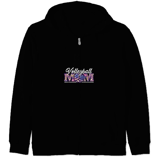 Sport Volleyball Floral Mom Live Volleyball Game Day for Moms of Teen Girls Zip Hoodies
