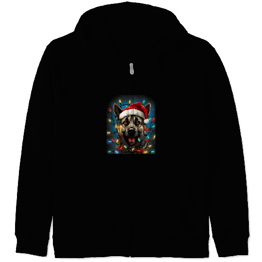 Elkhound Pet xmass Norwegian Elkhound Dog Tangled Christmas Lights 1 Zip Hoodies