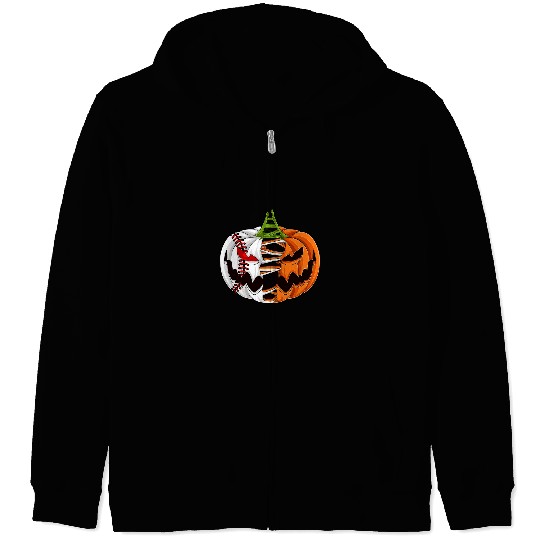 Sport Baseball Player Halloween Pumpkin Costume Baseball Pitcher Zip Hoodies