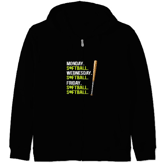 Sport Softball Monday Softball Wednesday Softball Friday Softball Softball 5 Zip Hoodies