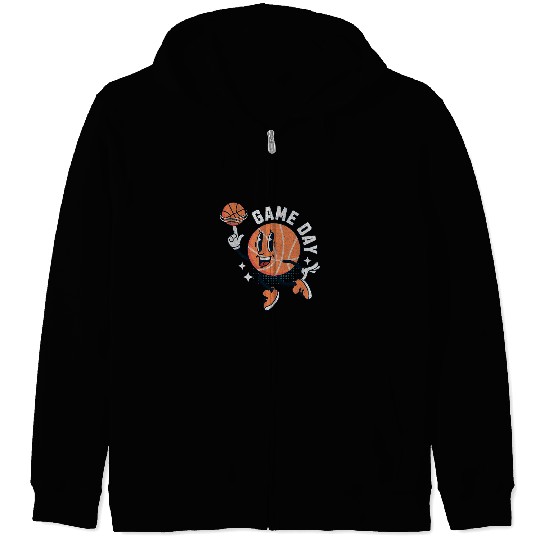 Sport Basketball Game Day Fun Kids Basketball Sports Player Hoops Zip Hoodies