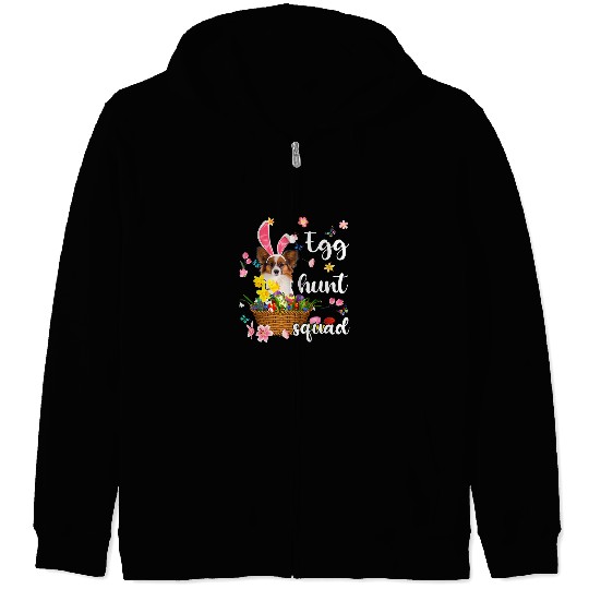 Papillon Pet Happy Easter Day Easter Colorful Egg Hunt Zip Hoodies