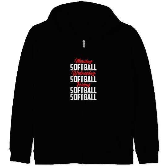 Sport Softball Monday Softball Wednesday Softball Friday Softball Softball 1 Zip Hoodies