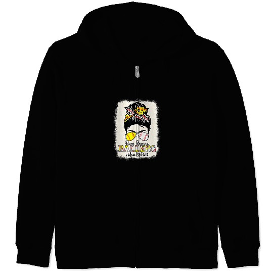 Sport Baseball Messy Bun Mom Of Both Baseball Softball Busy Raising Ballers 2 Zip Hoodies